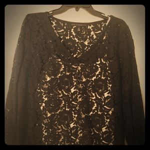 Black lace long sleeve top